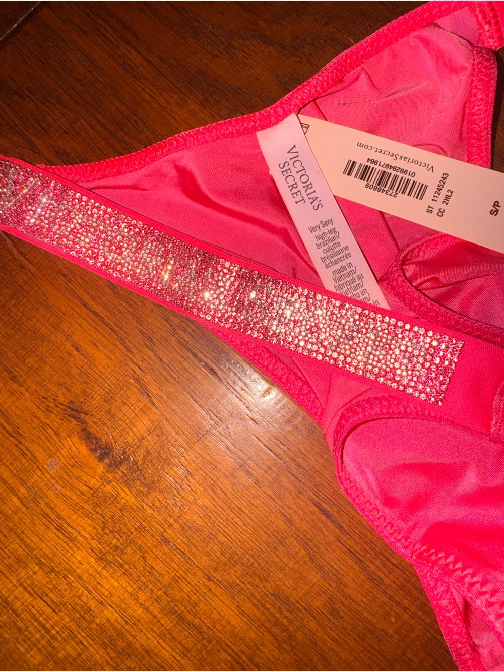 NWTVictoria's Secret Hot Pink Rhinestone-Embellished Bikini Top
